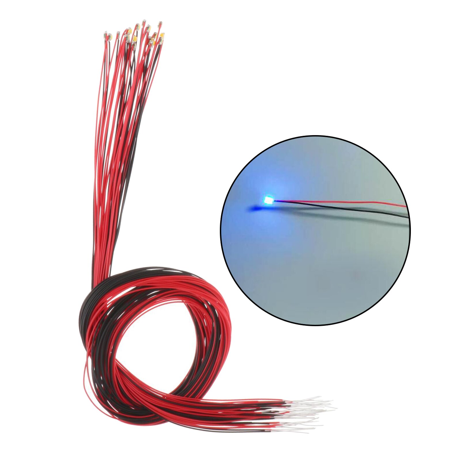 Cables de cables LED presoldados para modelo de tren, Micro Litz, SMD, 30cm, 6 colores opcionales para escenas de modelos de tren/ferrocarril, 20x: 20pcs Blue 0805