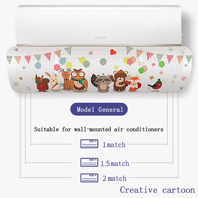 Airconditioning Cover Wind Deflector Voorruit Verstelbare Airconditioner Gereedschap Air Baffle Schild Thuis Woonkamer Accessoires: Creative cartoon