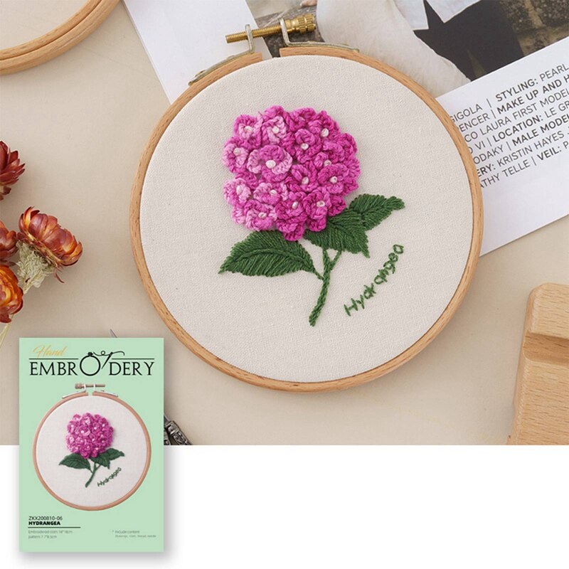 Beginner Diy Stamped Borduurwerk Starter Kit Kleurrijke Bloemen Planten Patroon Borduren Doek Threads Gereedschap Kit: XH2