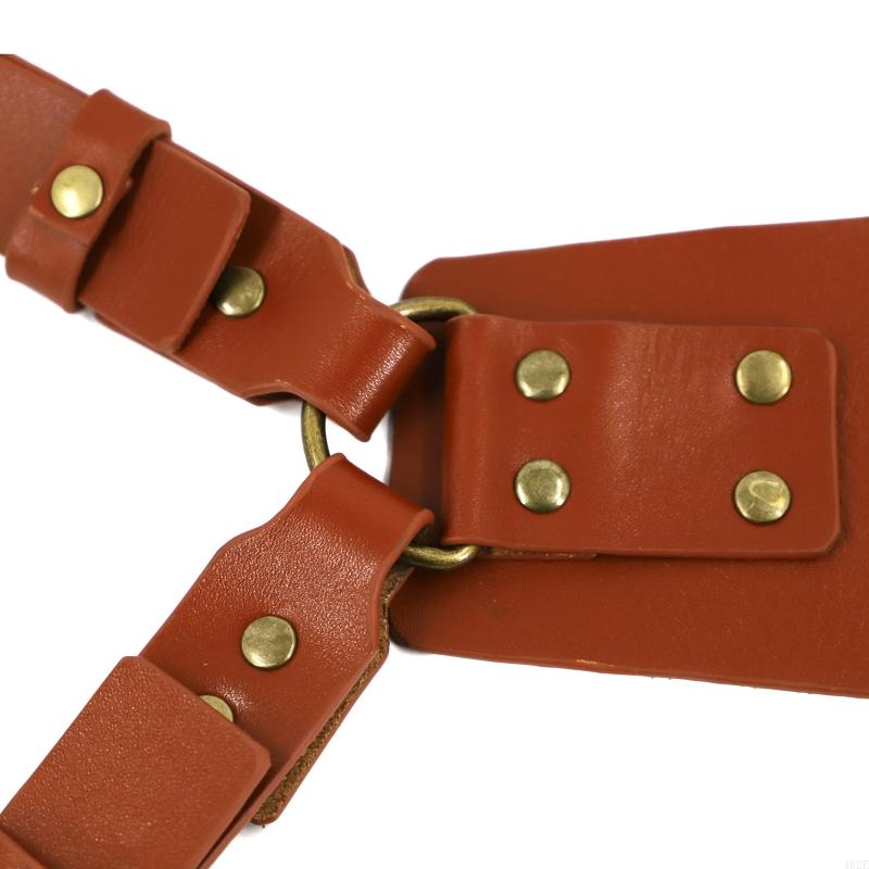 Correa para cámara, accesorios fotografía para cámaras, arnés cuero con doble hombro, remaches cuero, tirantes para cámara
