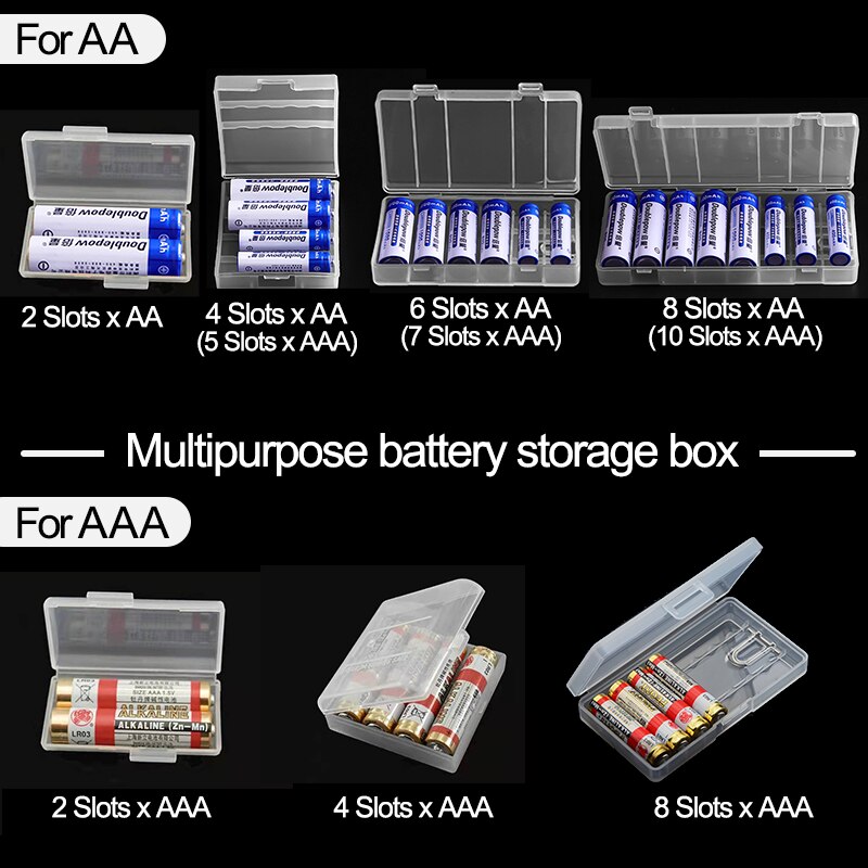 Plastic AA/AAA Battery Case Cover Rechargeable Battery Container Organizer Battery Holder Storage Box for 2 4 8xAA AAA Batteries