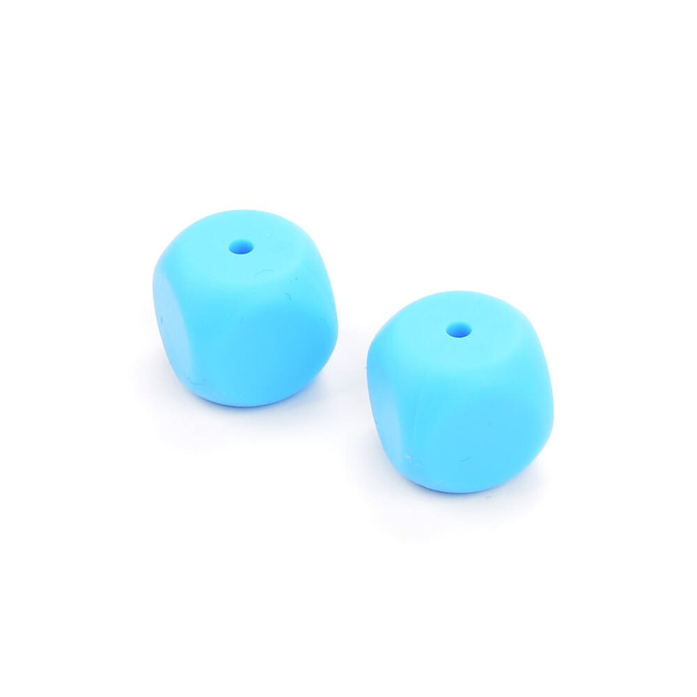 LOFCA-Cuentas sueltas de silicona para dentición de bebé, mordedor de silicón, joyería para masticar, collar sin BPA, 10 Uds.: deep skyblue