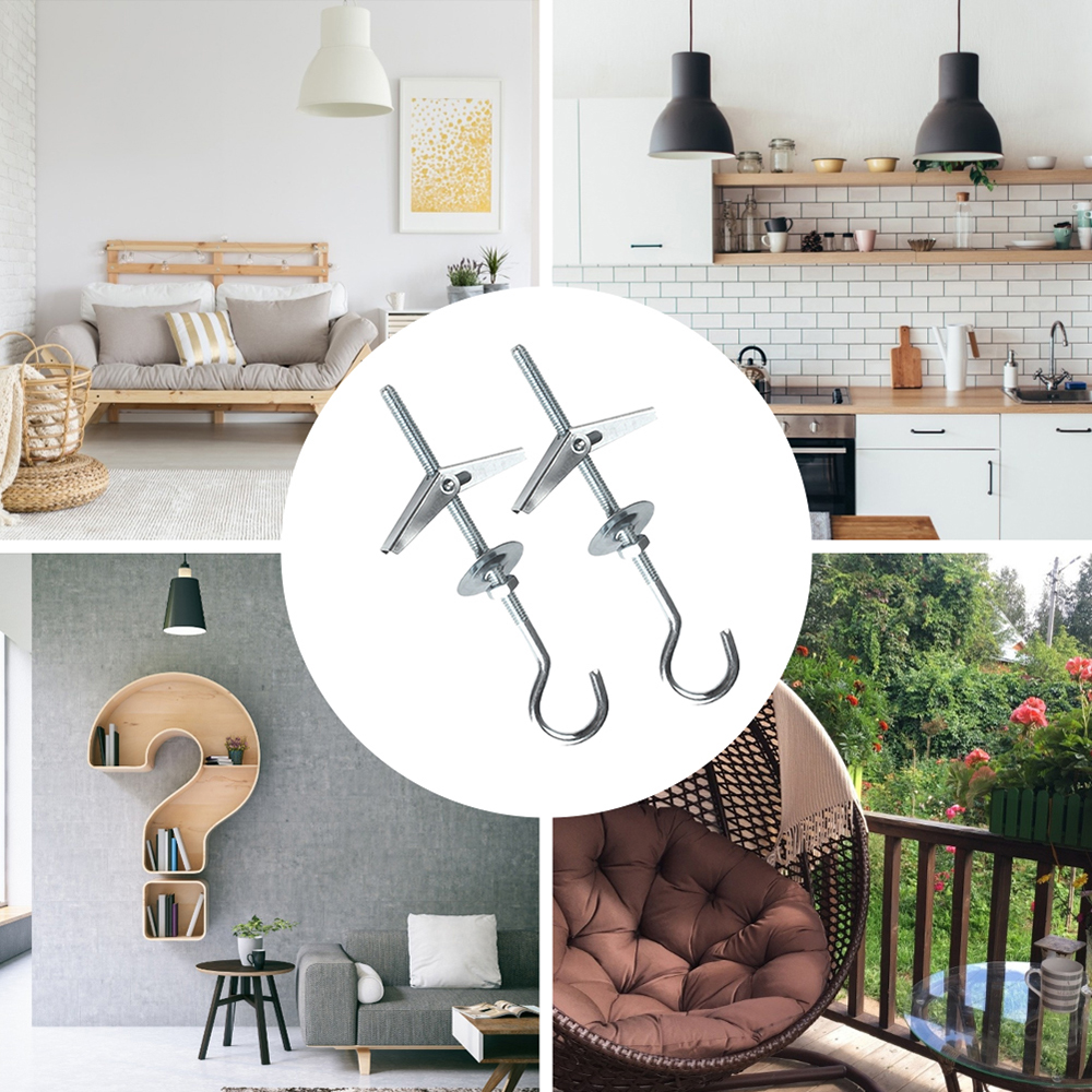 2/4 Pcs M4 Koolstofstaal Gipsplaat Plafond Muur Lente Toggle Haak Bouten Hanger Muur Bevestiging Ankers Haak Met Schroefdraad Haken
