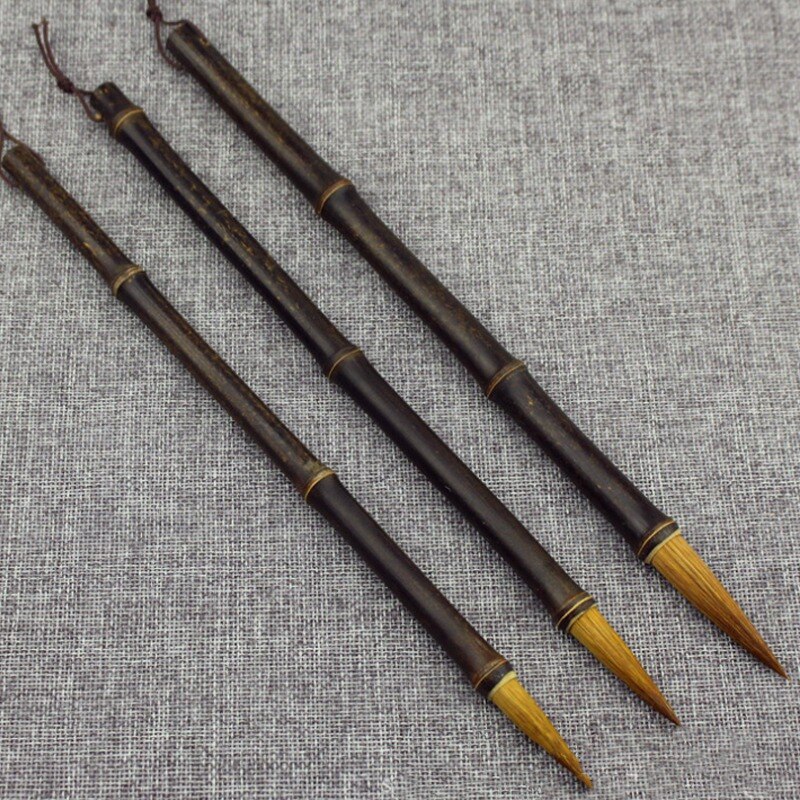 3 pièces Wenfang Sibao violet bambou brosse ensemble naturel flammé pinceau calligraphie stylo