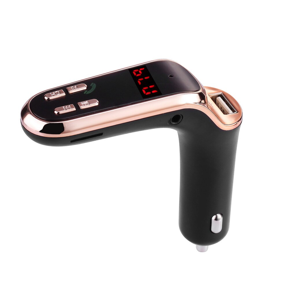 Bluetooth Car Kit Handsfree FM Transmitter Radio MP3 Player USB Charger & AUX Car bluetooth mp3: Gold