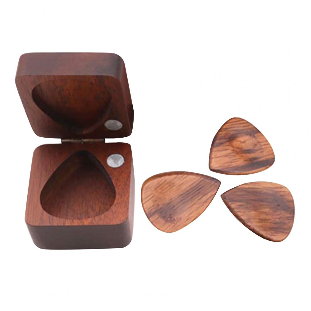 Caja de púas de madera cuadrada sólida, , soporte de púas, caja de almacenamiento para equipos de música de graves, accesorios, accesorio, 3 uds.