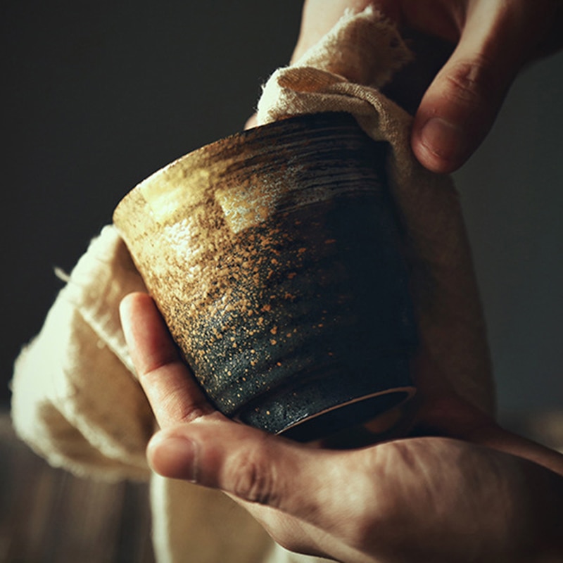 Keramische waterkop retro steengoed theekop capaciteit 200ml japanse stijl thuis wijnset melk theeset koffiekopje