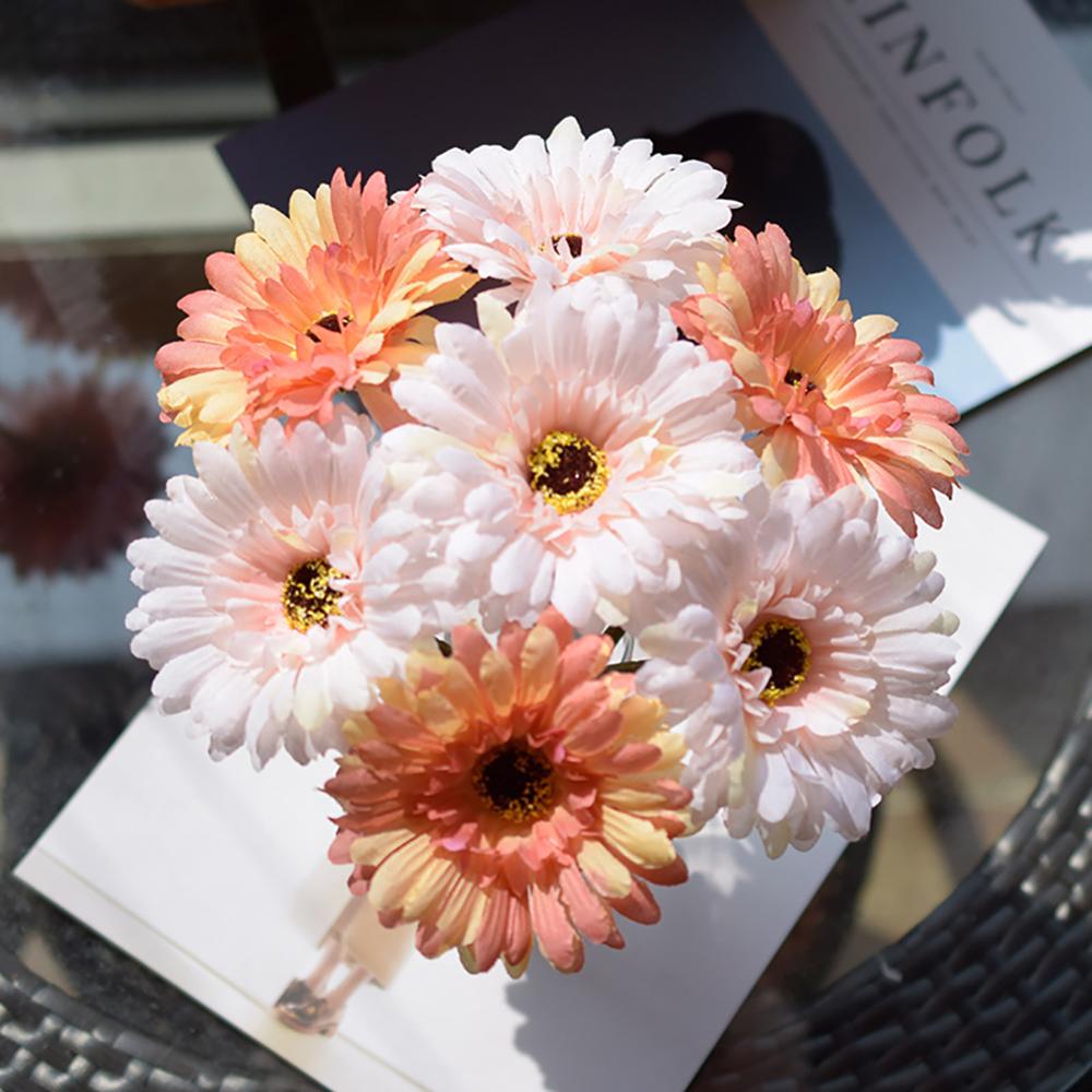 7Pcs/lot 23cm Artificial African Daisy Flowers Silk Flower Wedding Bouquet Home Decoration Background Shooting Flowers DIY