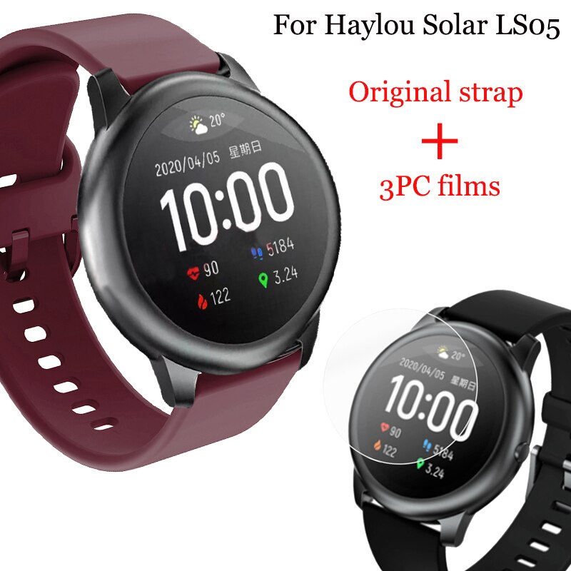 3 sztuk Premium hartowane szkło HD filmy dla Haylou Solar LS05 Smartwatch Screen Protector z oryginalnym paskiem dla Haylou Solar