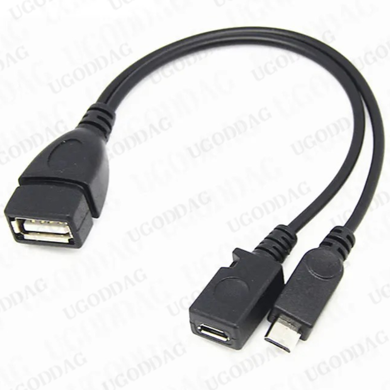 20 cm 2 w 1 Micro USB Host Power Y Splitter USB 2.0 Port Terminal Adapter OTG Kabel do Fire Tv 3 lub 2. generacji Fire Stick