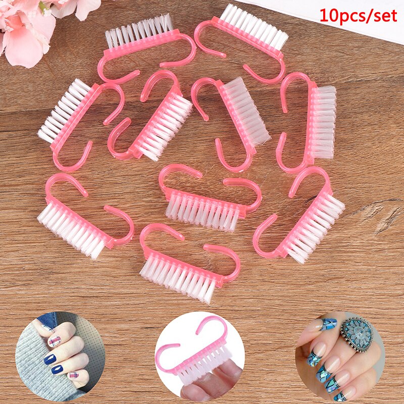 Cepillo de limpieza para uñas, herramientas de limado para manicura y pedicura, suave, elimina el polvo, cepillos de limpieza de plástico, 10 unids/lote