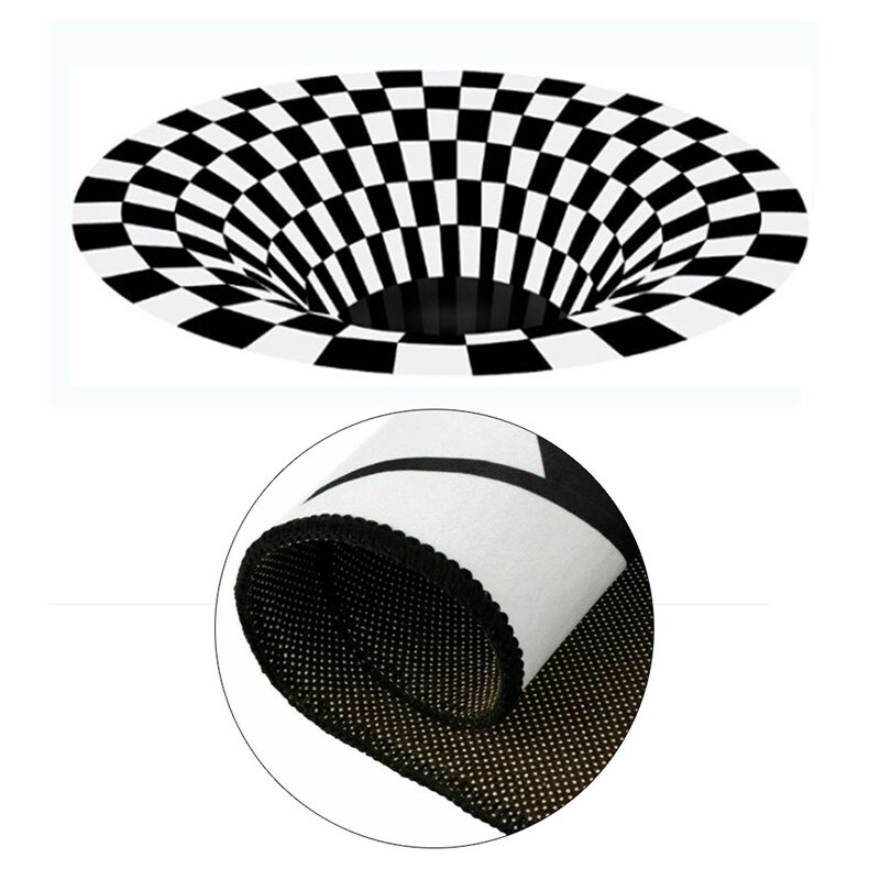 3D Print Carpet Decoration Living Room Hallway Rugs Black White Grid Print Carpets Three-dimensional Stereo Vision Mat Illusion