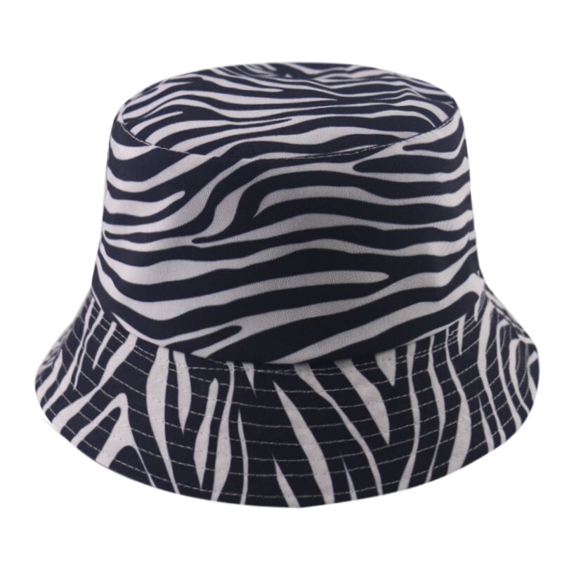 Rævemor reversibel sort hvid stribet zebra print spand hatte til kvinder gorras fisherman caps sommer: Zebra