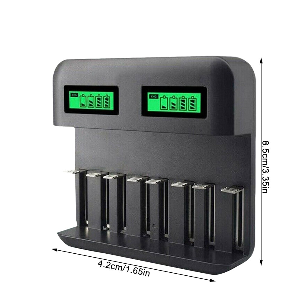 8-Slot Battery Charger Usb Powered Aa/Aaa/C/D Oplaadbare Batterij Lader Met Lcd Display