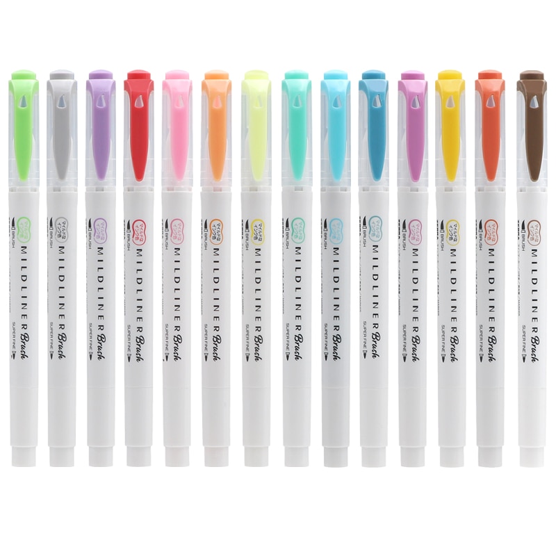 Zebra-Juego de rotuladores WFT8 MILDLINER, pincel suave conjunto de rotuladores de doble cepillo
