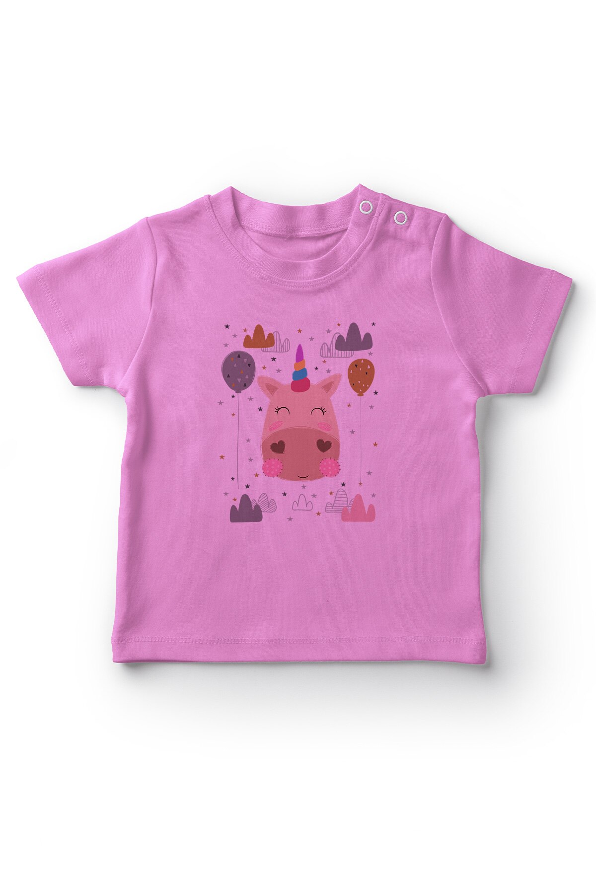 Angemiel baby enhjørning flodhest pige baby t-shirt pink