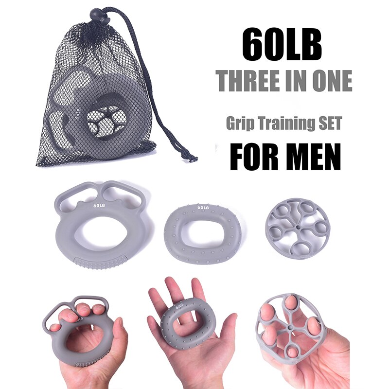 3Pcs Hand Gripper Trainer Finger Exerciser Forearm Hand Carpal Expander Dynamometer Grip Trainer Rings Set