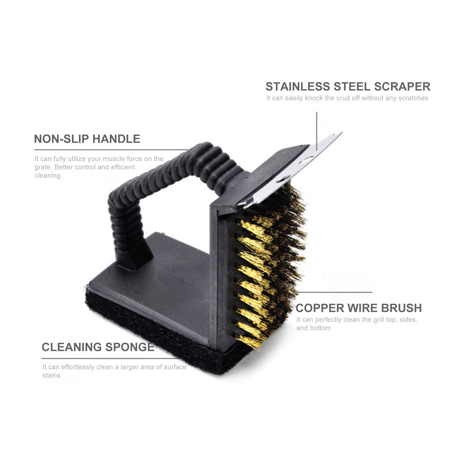 Brosse de nettoyage pour Barbecue, grattoir, éponge, multifonction, pour charbon de bois, gaz, porcelaine