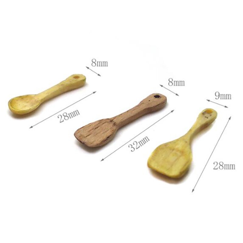 1:12 Dollhouse Miniature Mini Different Kinds Shovel Soup Spoon Kitchen Tool Utensils For Dollhouse Decoration: 3pcs