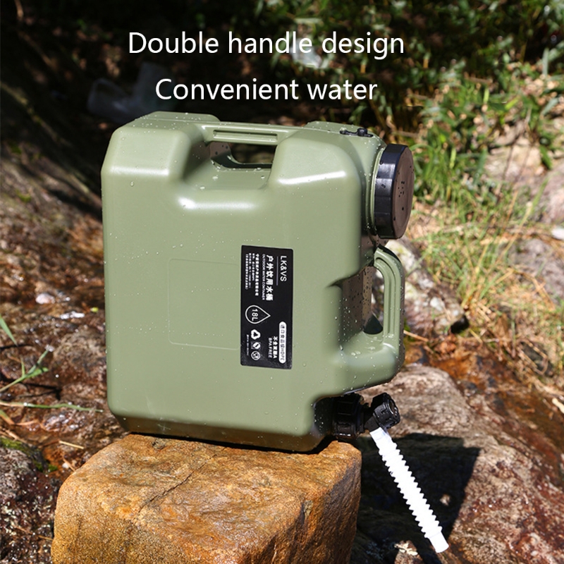 10L Outdoor Hiking Camping Water Bucket Portable Car Water Tank Container Large-caliber Water Canister with Faucet