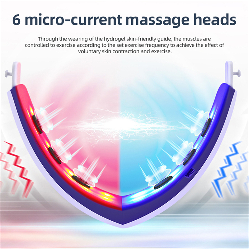 Ckeyin duplo queixo redutor elétrico v forma rosto massageador vibrador de levantamento facial massagem terapia fóton led dispositivo aperto