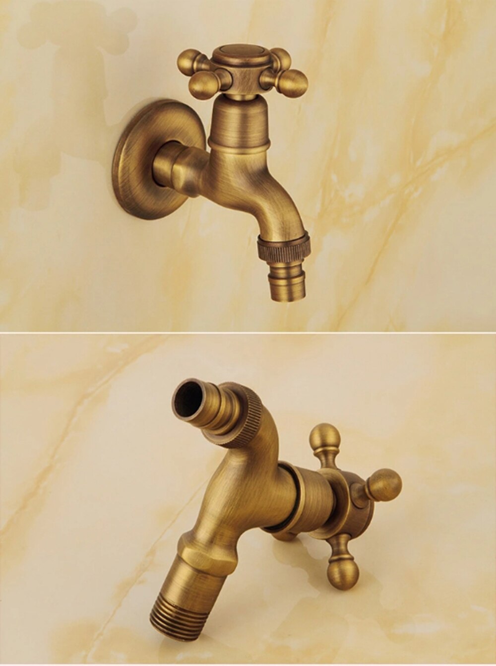 Wall Mount Bibcock Brass Retro Tap Decorative Outdoor Garden Taps Washing Machine Mop Luxury Antique WC Faucet
