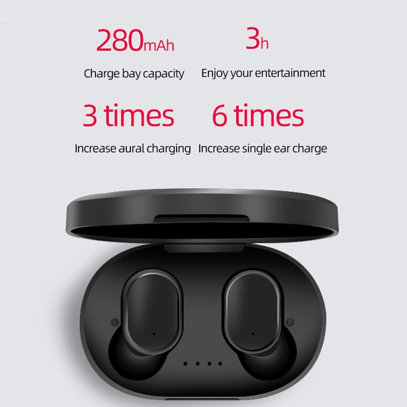 Écouteurs sans fil Bluetooth 5.0 A6S TWS, oreillettes de Sport, casque d'écoute stéréo avec Microphone, boîte de chargement, pour tous les Smartphones