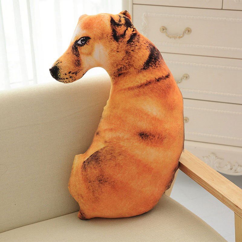 3d simulering plysj hundepute til trykk dyrepute naturtro morsom kastepute til sofa tegneserie av bomull: Landlig hund
