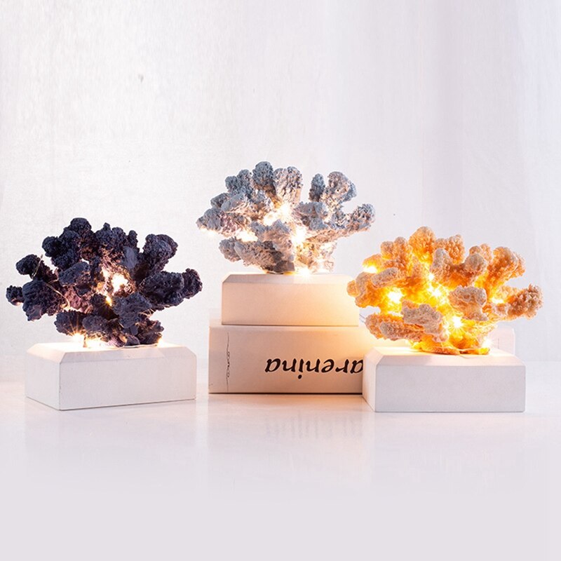 Simulated Resin Coral Jewelry Porch Wine Cabinet Desk Hotel Home Decoration Led Coral Lamp