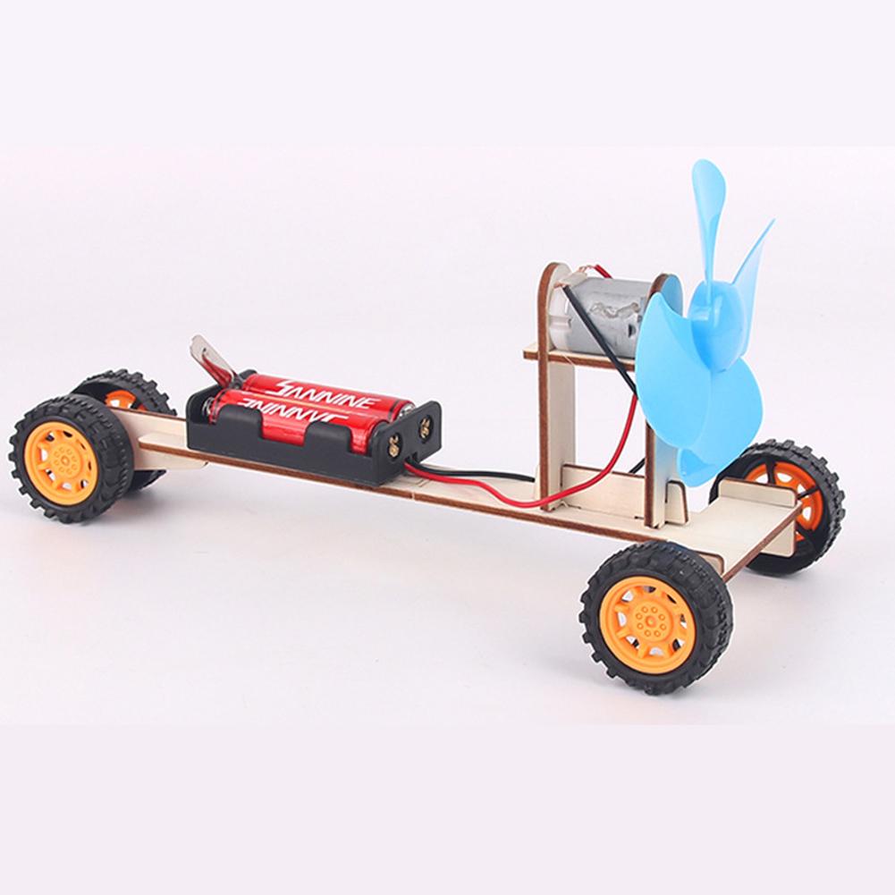 Wooden Wind Power Car DIY Electronic Kit Science Experiment Assemble Model Teaching Aids Educational Kits For Children