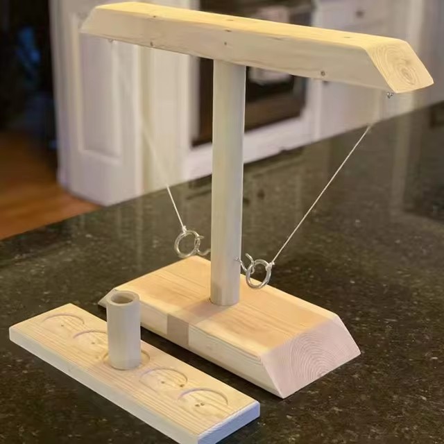 Kids Adults Ring Toss Tables Games Home Party Family Social Strategy Drinking Games Funny Wooden Shot Board Outdoor Bars Games: Light Grey