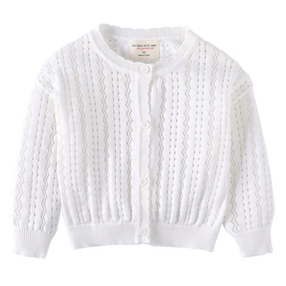 Summer Children Cardigan Hollow Out Girls Knitted Jacket Thin Knitwear Outerwear Coat AA5333