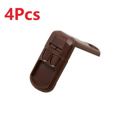 Cerradura de ángulo recto multifuncional para bebé, cierre de doble presión de 90 grados, protección de seguridad para niños, cajón, puerta de armario, esquina de ángulo recto, seguridad: 4Pcs Chocolate