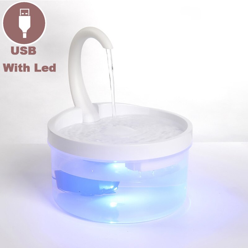 Automatic Pet Drinking Feeder Cat Water Fountain Cat Water Dispenser Sensor Filft Drinker With LED Light For Dogs Cats Fountain: A-USB-with led