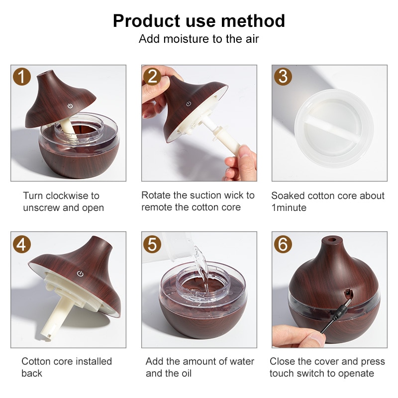 USB Electric Aroma Air Diffuser Wood 300ml Ultrasonic Air Humidifier Essential Oil Aromatherapy Cool Mist Maker Air Purifier