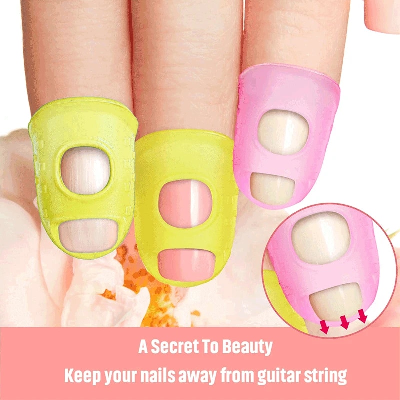 Guitar silikone fingerspidsbeskytter gel finger beskyttelsesstrenge fingerguards tommelfinger neglebeskyttelsesovertræk