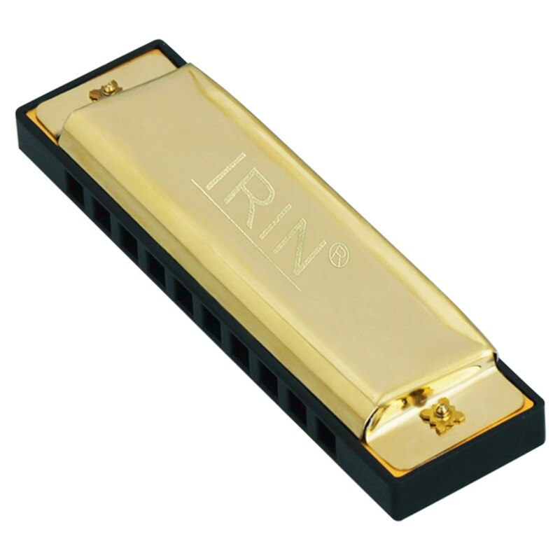 IRIN Gold 10 Holes 20 Tone Blues Harmonica Key of C Mouth Organ Musical Instrument with Black Storage Box