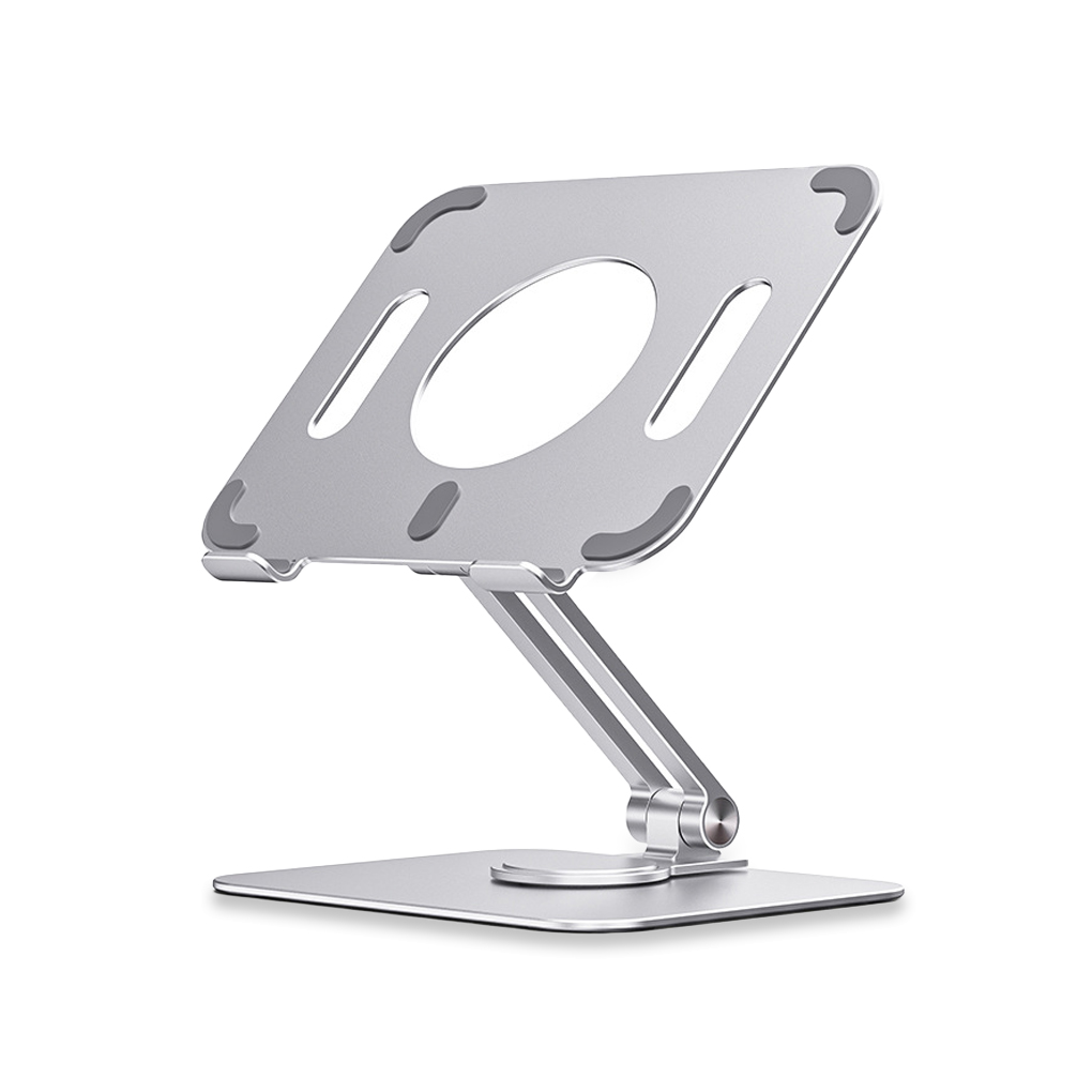 Foldable Tablet Holder 360 Degree Rotating Multi-angle Height Adjustable Stand Office School Travel Desktop Support: Silver