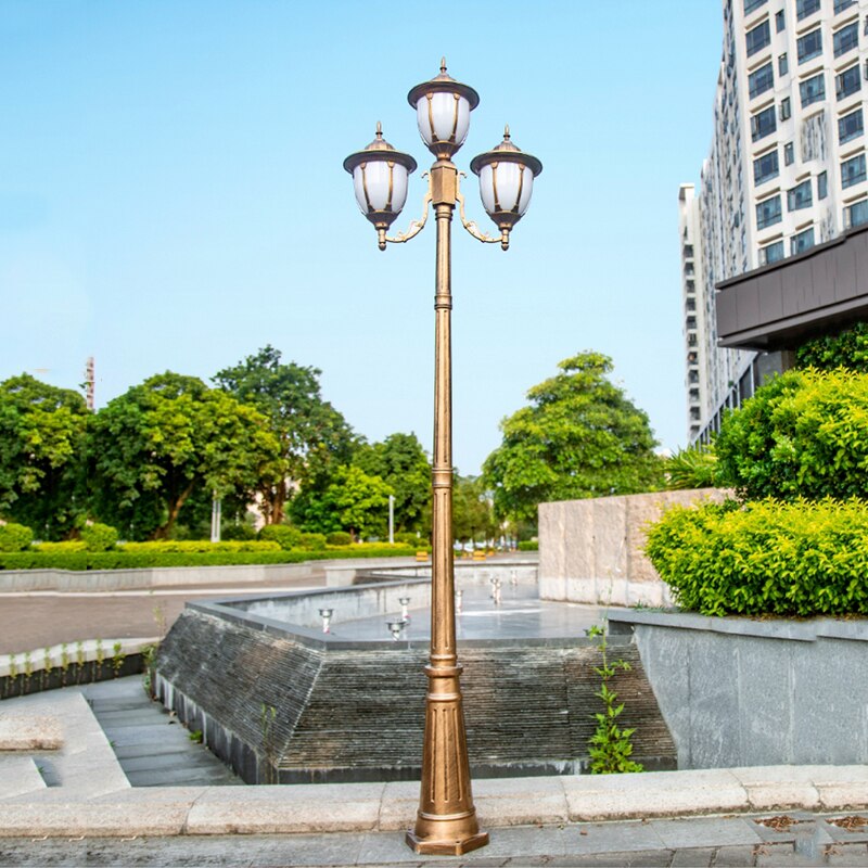 (H≈2.5M)European garden lamp room outdoor street lamp lawn lamp high pole lamp four head garden landscape lamp waterproof