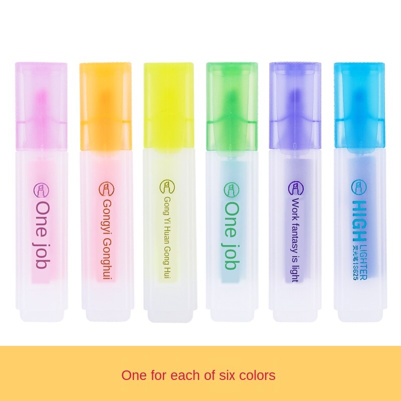 Markeerstift fluorescerende stift dubbelzijdige kleurstift snoepkleurige notities zaklamp penselen 6- pack: Maaltijd 5 instellen