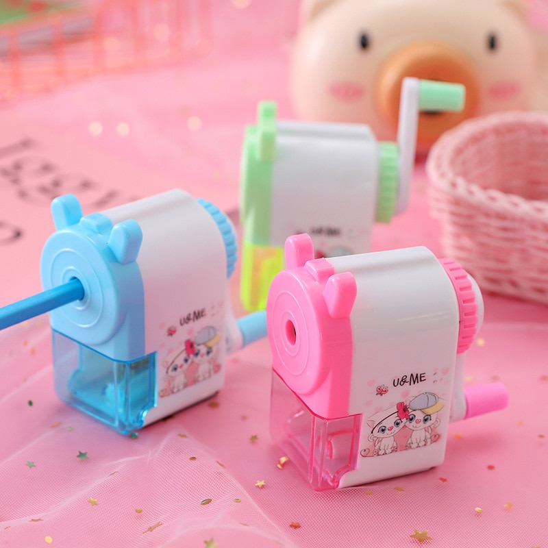 Sacapuntas de mano Kawaii, papelería para material escolar