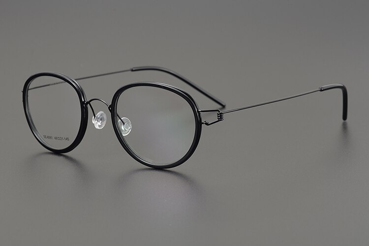 Denemarken Retro Ronde Brillen Titanium Brilmontuur Mannen Vrouw Schroefloos Ultralight Handgemaakte Recept Brillen Optische: Black