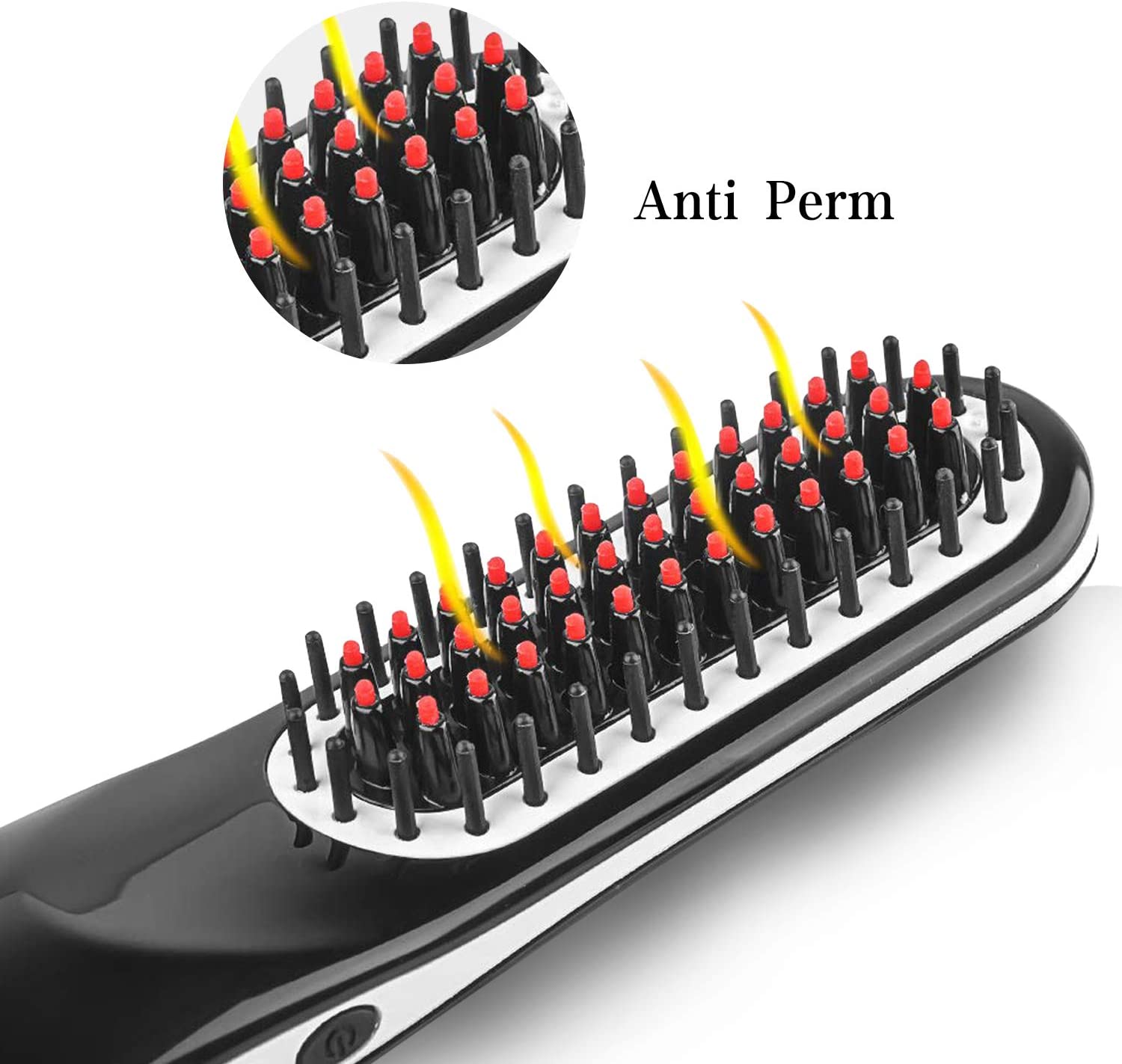 Hair Straightener Brush Rechargeable Battery LCD Electric Men Mini Beard Straightening Comb Styling Tools