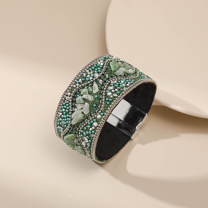 Bohemian Retro Dames Armband Punk Wind Turquoise Strass Handgemaakte Kralen Charm Vrouwelijke Armband Manchet Sieraden Vrouwelijke: SZ00061-5