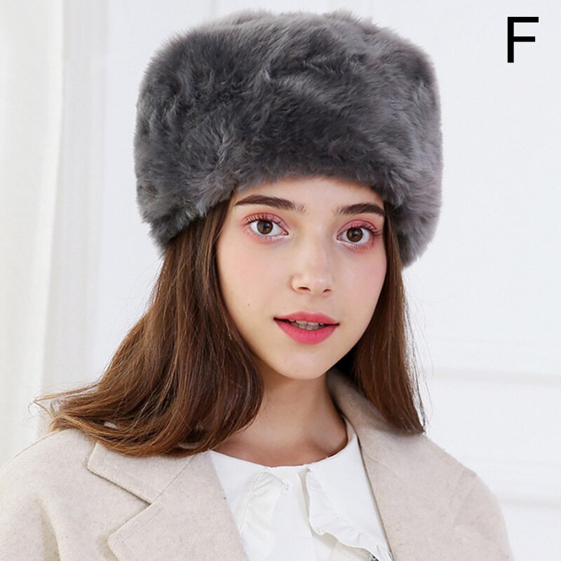 Gorros rusos gruesos y esponjosos para mujer, gorros de piel sintética, gorros de esquí, aviador, orejeras, gorro , gorros de invierno: F