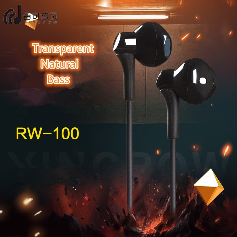 YINCROW RW-100 HiFi Super Bass Earphone With Mic Half in-ear headset Wired 3.5MM Earphones RW919 RW777 X6 P1 DT6 PT15 PT25 MS16