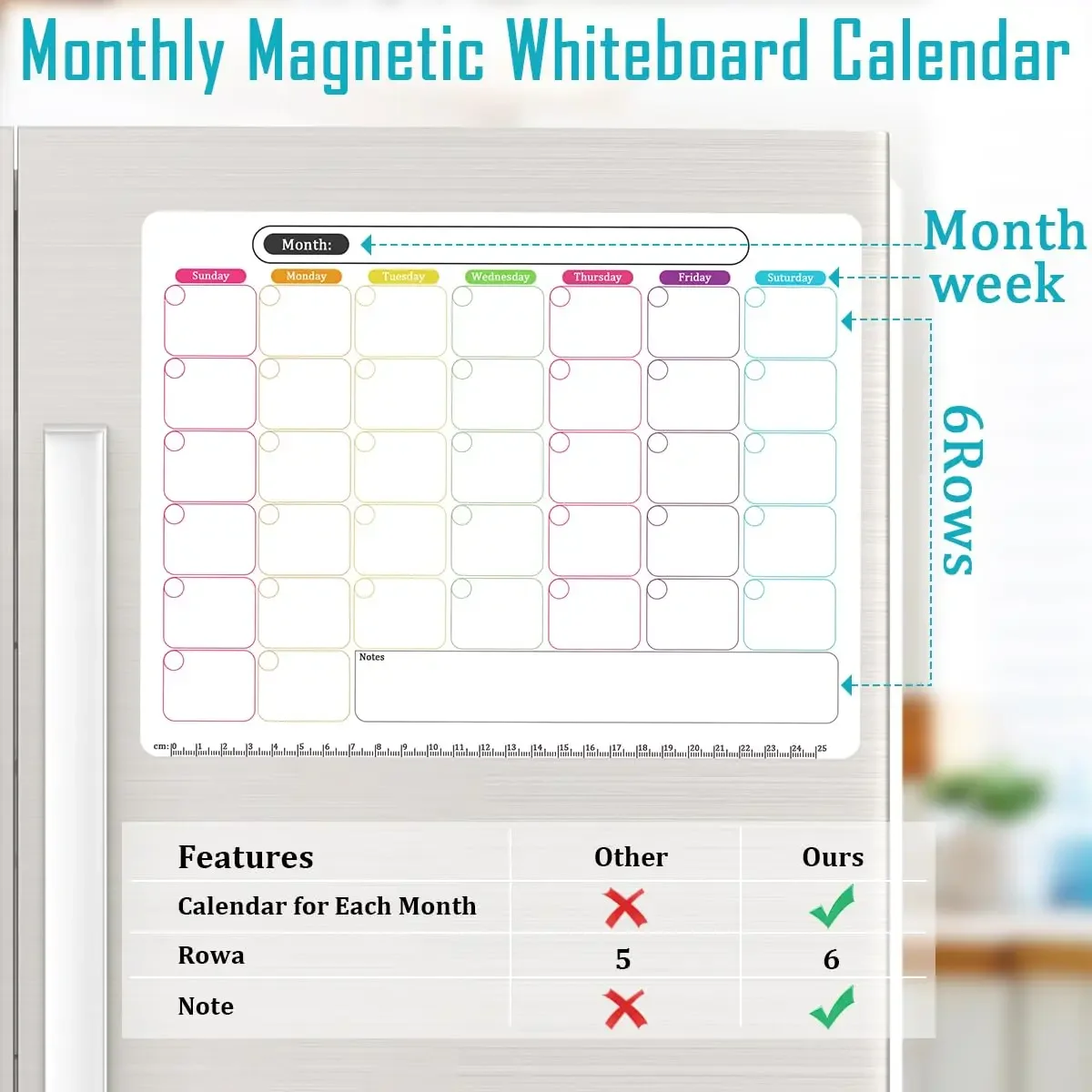 28x21cm koelkast magnetische whiteboard kalender droog uitwisbare kalender voor koelkast, koelkastmagneten maandelijkse koelkast kalendermagneet