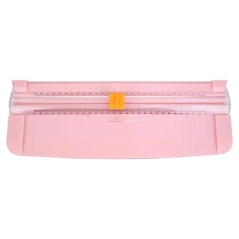 Portable A4 Paper Trimmer Cutters Guillotine Ruler Paper Trimmers for Photo Office Paper Labels Cutting Plastic Paper Trimmer: Pink A