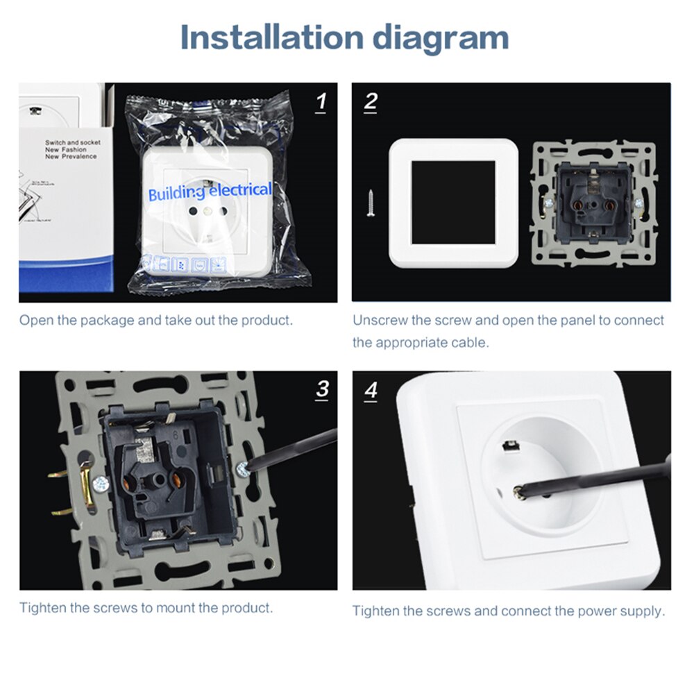 USB Wall Socket Electrical 1/2 Way Plug Power Outlet 16A Flush Mounted EU Square Schuko for Smartphone Tablet MP3 Office Kitchen