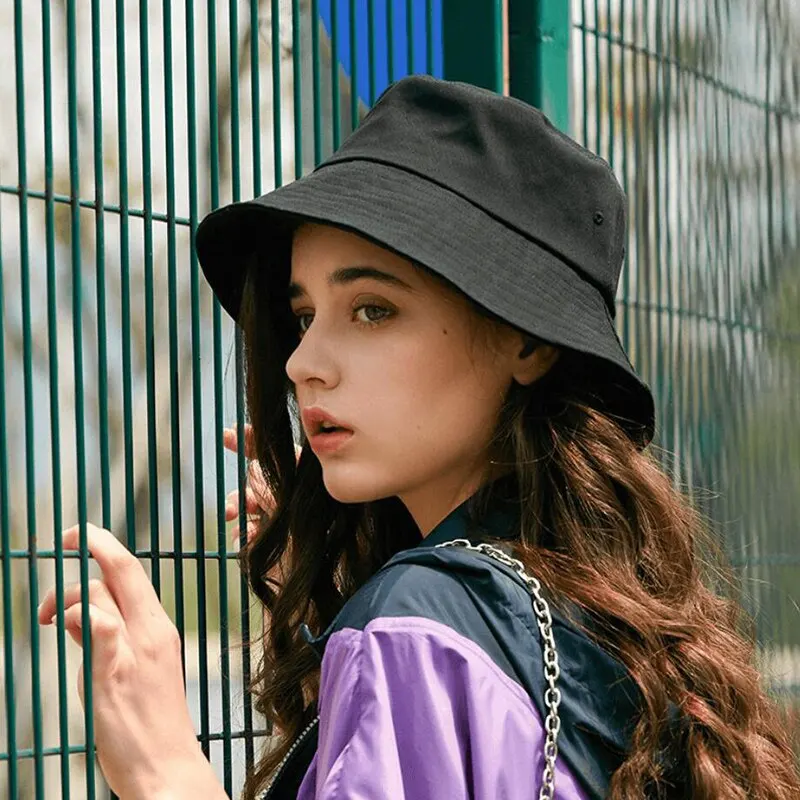 Sombrero de cubo de verano para mujer, ala ancha grande, algodón suave para exteriores, sombreros para el sol de Color sólido, gorra panamá plegable portátil para mujer/hombre